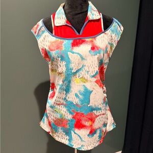 NWT SwingDish Dropped Sleeve Polo with Cutouts